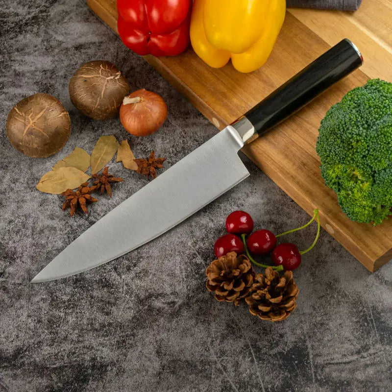 8 Inch Professional Kitchen Chef Cleaver Ergonomic Pakka Wood Handle Eco-Friendly Ambidextrous High-Polish Finish Sharp Knife