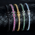 Hot Sale Hip Hop 925 Sterling Silver Yellow Blue Green Black Pink White Color Sparkling Moissanite Tennis Chain Bracelet