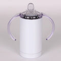 12 OZ Sublimation White Blank Straight Sippy Cup Insulated Stainless Steel Tumblers With Screw-On Lids