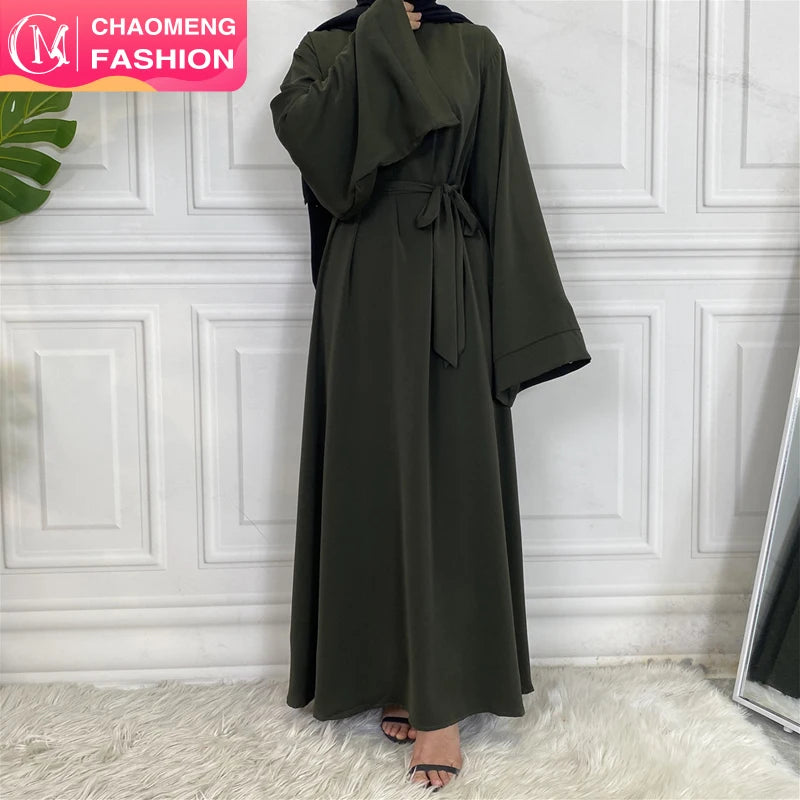 6394# Factory Wholesale Wide Long Sleeve Loose Design Simple Solid Color Islamic Clothing Muslim Women Maxi Inner Dresses Abaya