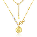 925 Silver Baroque Pearl Necklace for Women Clavicle Chain with Gold Plated Pearls Rhodium Plated for Weddings and Parties