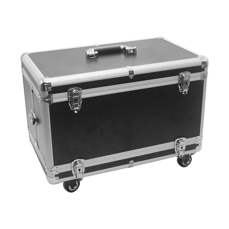 Ningbo Factory Supply Durable Metal Frame and Poly Wood Plate Assembled with Custom Foam Inside Aluminum Carry Case with Wheels