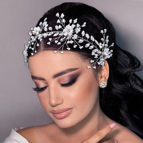 Wholesale Silver Rhinestone Party Wedding Hair Accessories for Women Bride Headband Bridal Headpieces