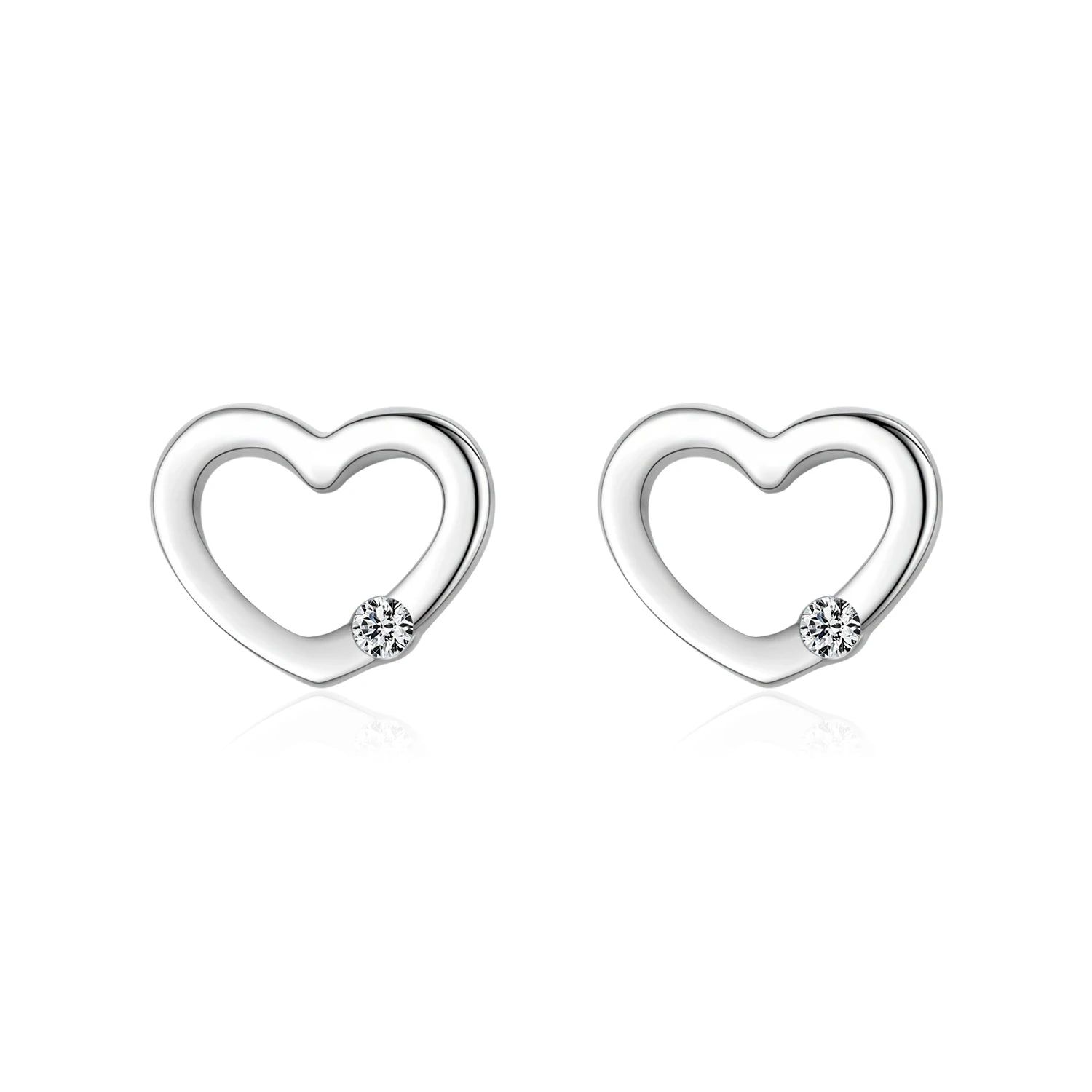 100% 925 Sterling Silver Rose Gold Color Hearts Clear CZ Stud Earrings for Women Fashion Wedding Silver Jewelry Bijoux