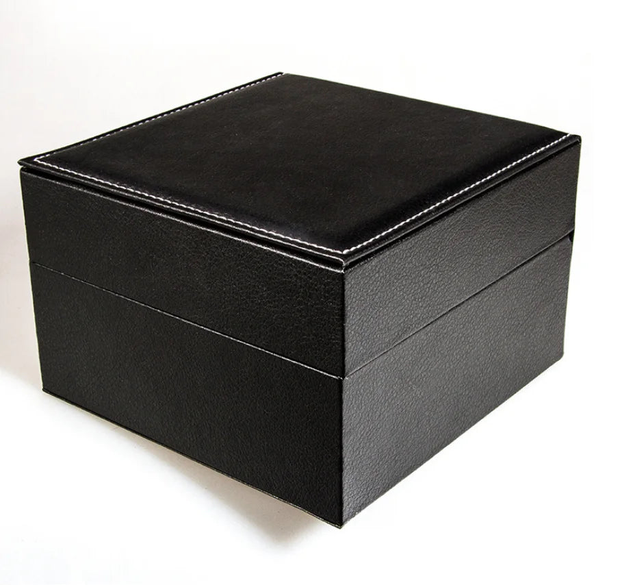 Custom Logo Single Luxury Men's Wood Watch Packaging Box with Recycled Materials Cotton Lining Rectangle Shape for Display