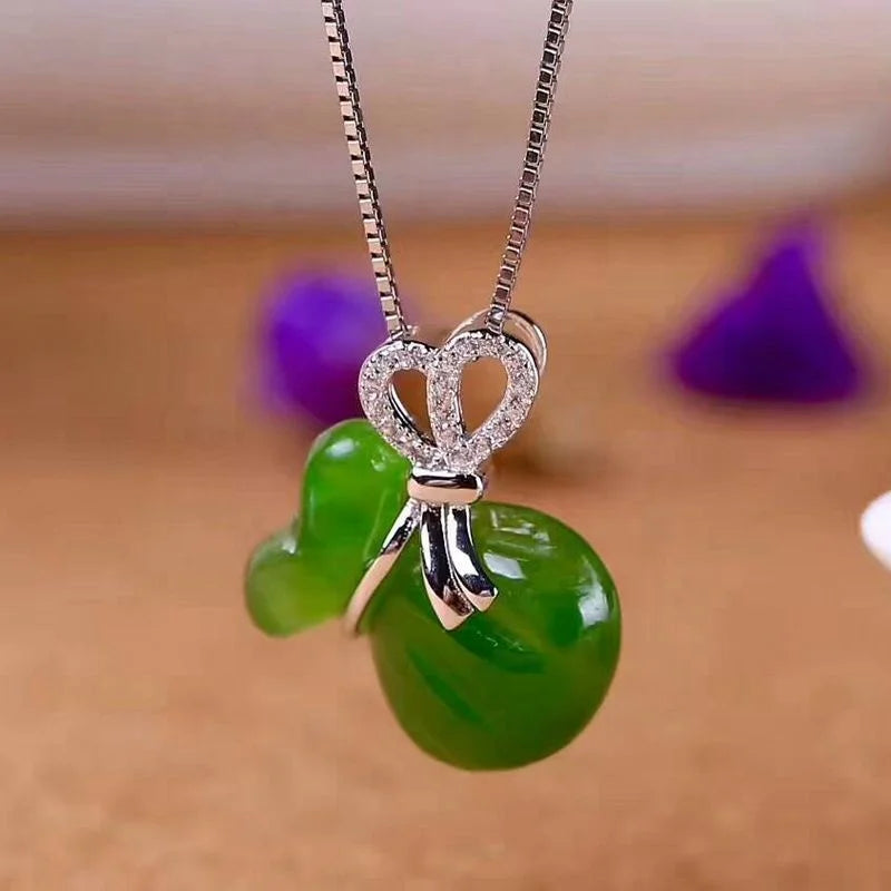 Luxury XIANGCHUANG XCJP487 Unisex Natural Jade Necklace with Pendant Chinese Jewelry's Nephrite Jade Lucky Bag