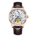 HANBORO Men's Automatic Skeleton Balance Wheel Mechanical Watch Stainless Steel 44MM Dial Push Button Hidden Clasp Simple
