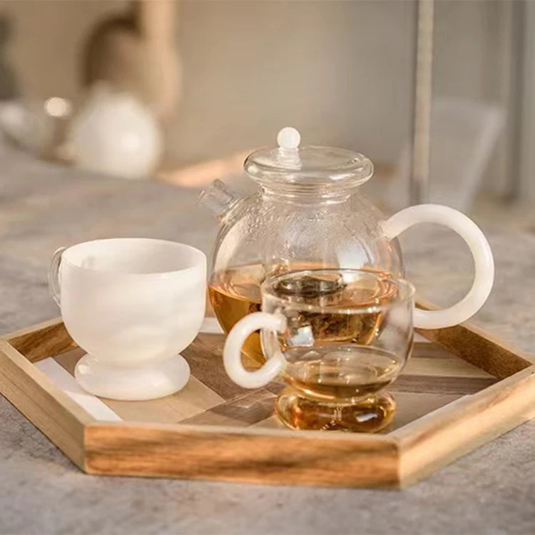 Factory Wholesale High End White Glass Teapot Glass Teapot With Infuser