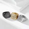 Fashion Stainless Steel Heptaphora Jewelry Solomon Kabbalah Seal Gold Plated square Rings Wholesale