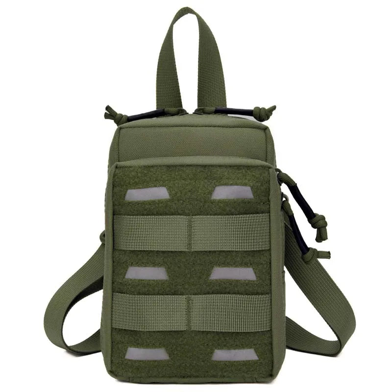 Army Green Laser Cut Waterproof Durable Tactical EDC Pouches Molle Fanny Pack Waist Bag Pouch with Reflective Stripe