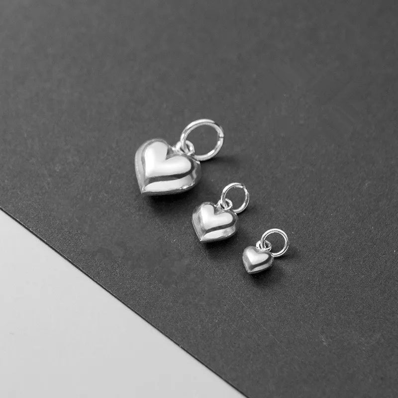 Wholesale DIY Bracelet Charms 925 Sterling Silver Heart Shape Charms for Jewelry Making