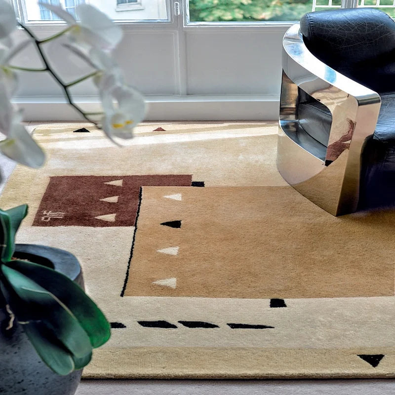 Thick Modern Abstract Pattern Custom Carpet Living Room Faux Wool Area Rug Wool
