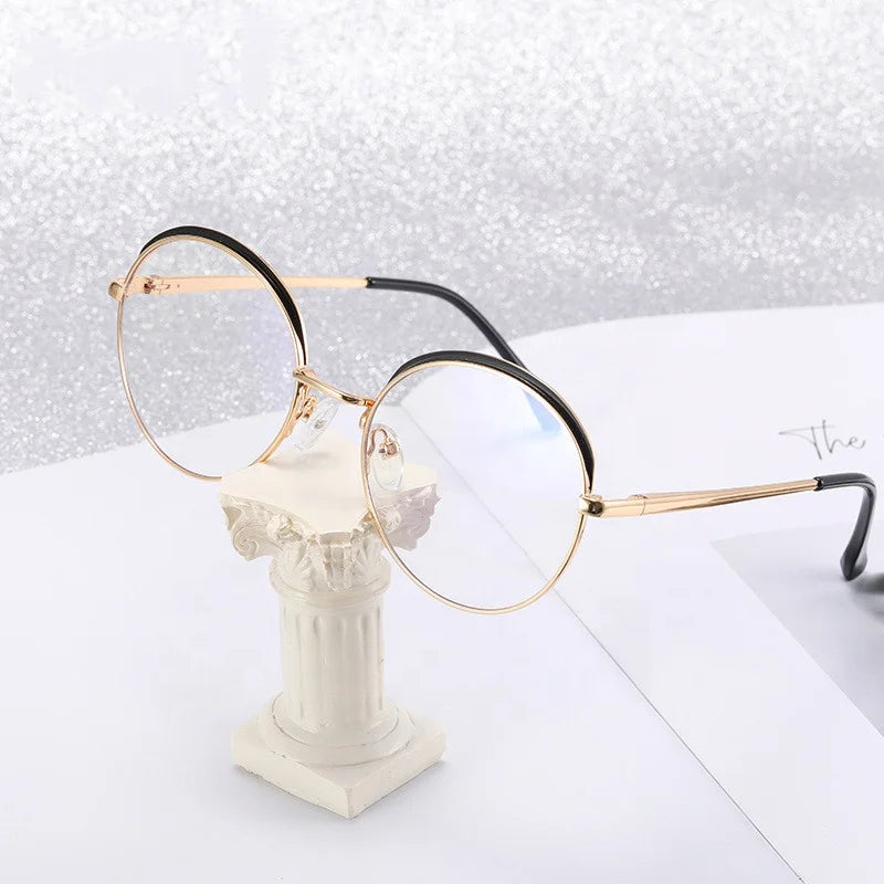 Jiuling Eyewear Prescription Optical Lens Eyewear Fashion Round Metal Frame Glasses Anti Blue Light Eyeglasses for Student