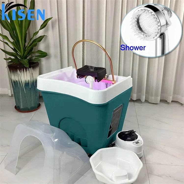 Kisen Salon Furniture Portable Mobile Shampoo Sink With SPA Hair Washing Head Height Optional for Massage Table Beauty Bed