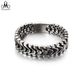 Vintage Design Bangle Black Water Pattern Chain Male Stainless Steel Bracelet Men's Jewelry