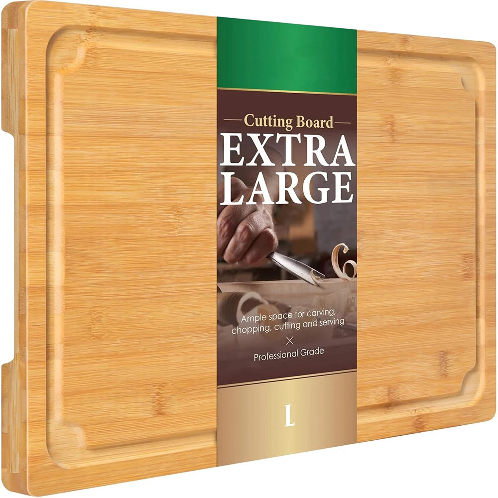 16x11 Inch Extra Large Bamboo Cutting Board with Juice Groove Heavy Duty Kitchen Chopping Board Charcuterie Cheese Serving Tray