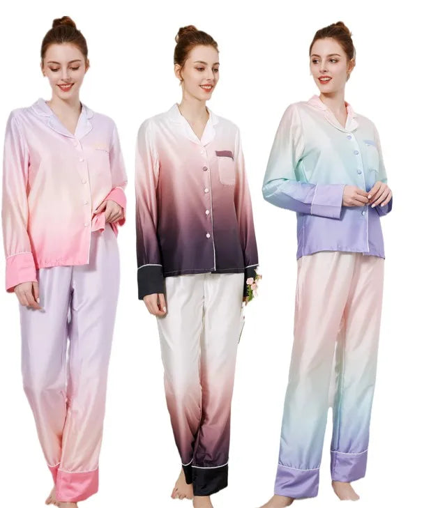 Sexy Silk Pajamas 2026 New Fashion Silky Pajama Set With Headband Pants Pajamas Set Women