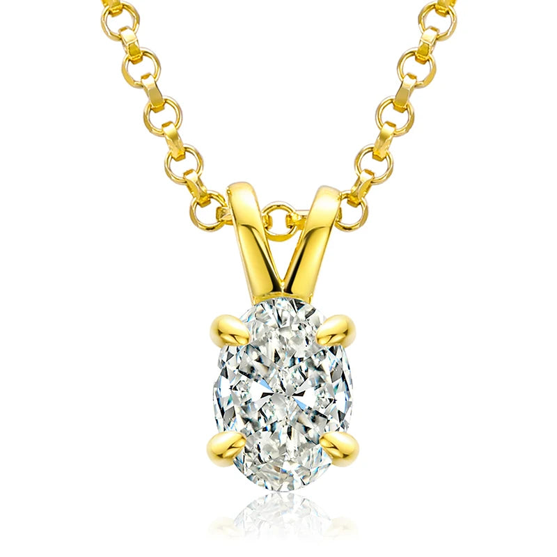 New Arrival Gold Plated Sterling Silver 925  1ct Pear Cut VVS Moissanite Diamond Solitaire Pendant Necklace