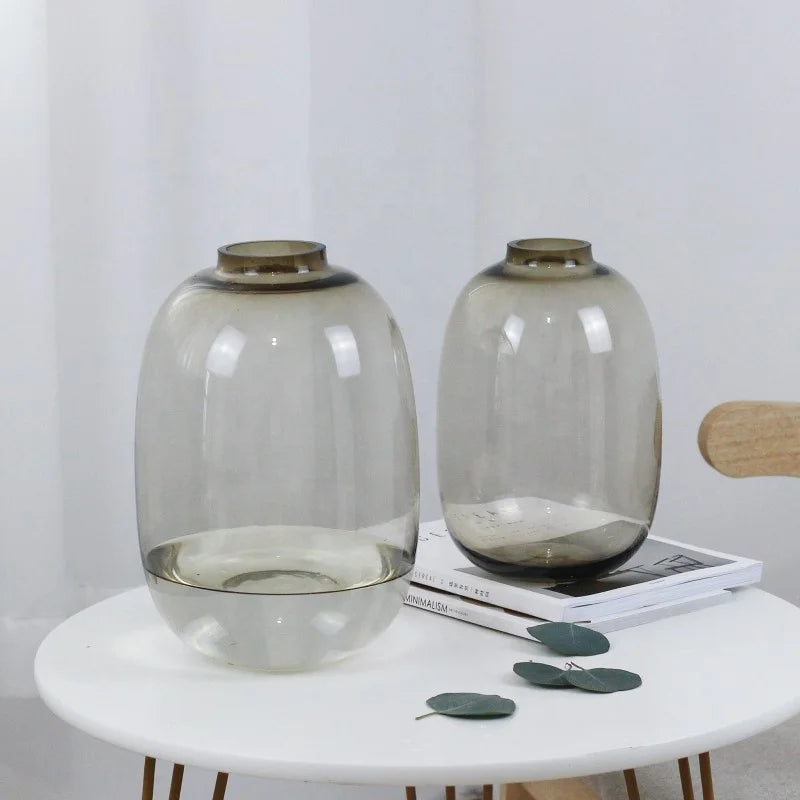 INS Light Luxury Wind Glass Vase Modern Living Room Water Culture Flower Ornament Large Primary Color Glass Vase