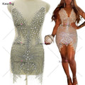 WDP-450 Newest Hotsale Elegant Silver Shiny Crystal Tassels Rhinestone Applique Sewing for Wedding Party Dresses