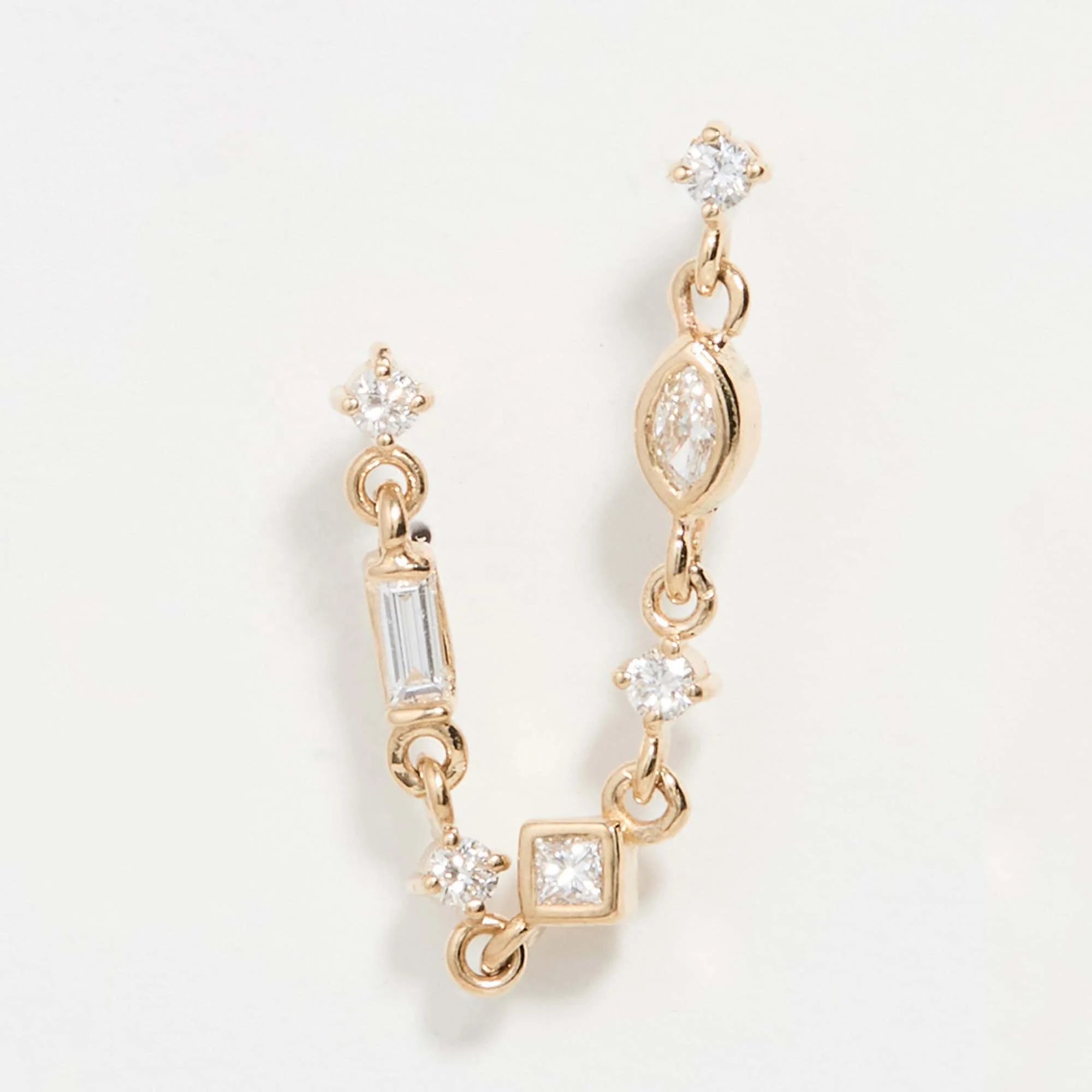 LOZRUNVE Silver 925 Trending Double Piercing Stud Tennis Earrings Fashion Gold Jewelry