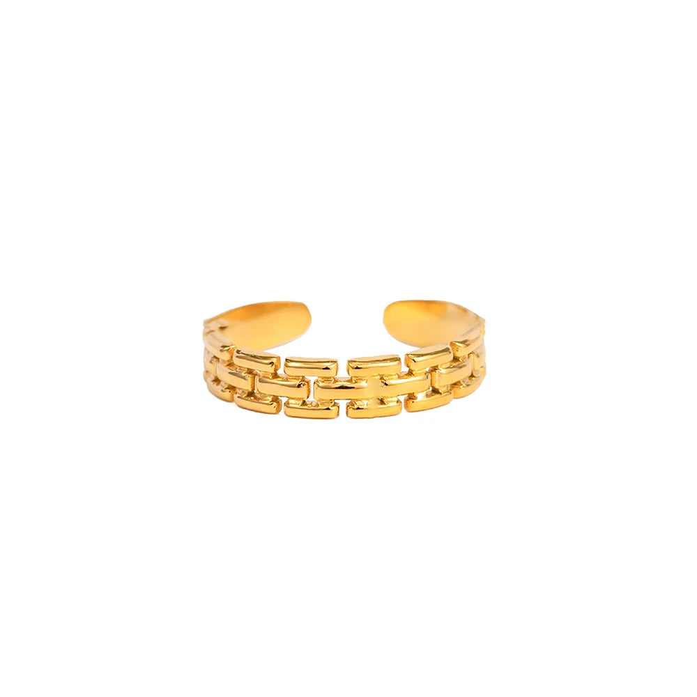 N&S Adjustable Stainless Steel Woven Ring Fine Geometric Alloy Jewelry with Minimalist Chic Chic for Wedding
