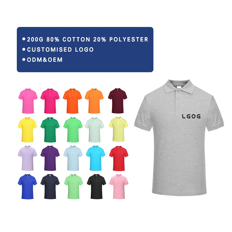 100% Cotton Cheap Men's and Women's Polo Shirts Company Work Clothes Personal Printed Logo/embroidery