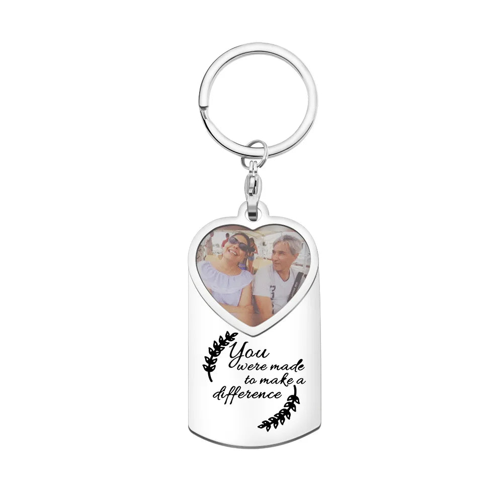 Innovative Diy Blank Double-Sided Sublimation Metal Keychains Digital Photo Frame Keychain for Father Day Mother Day