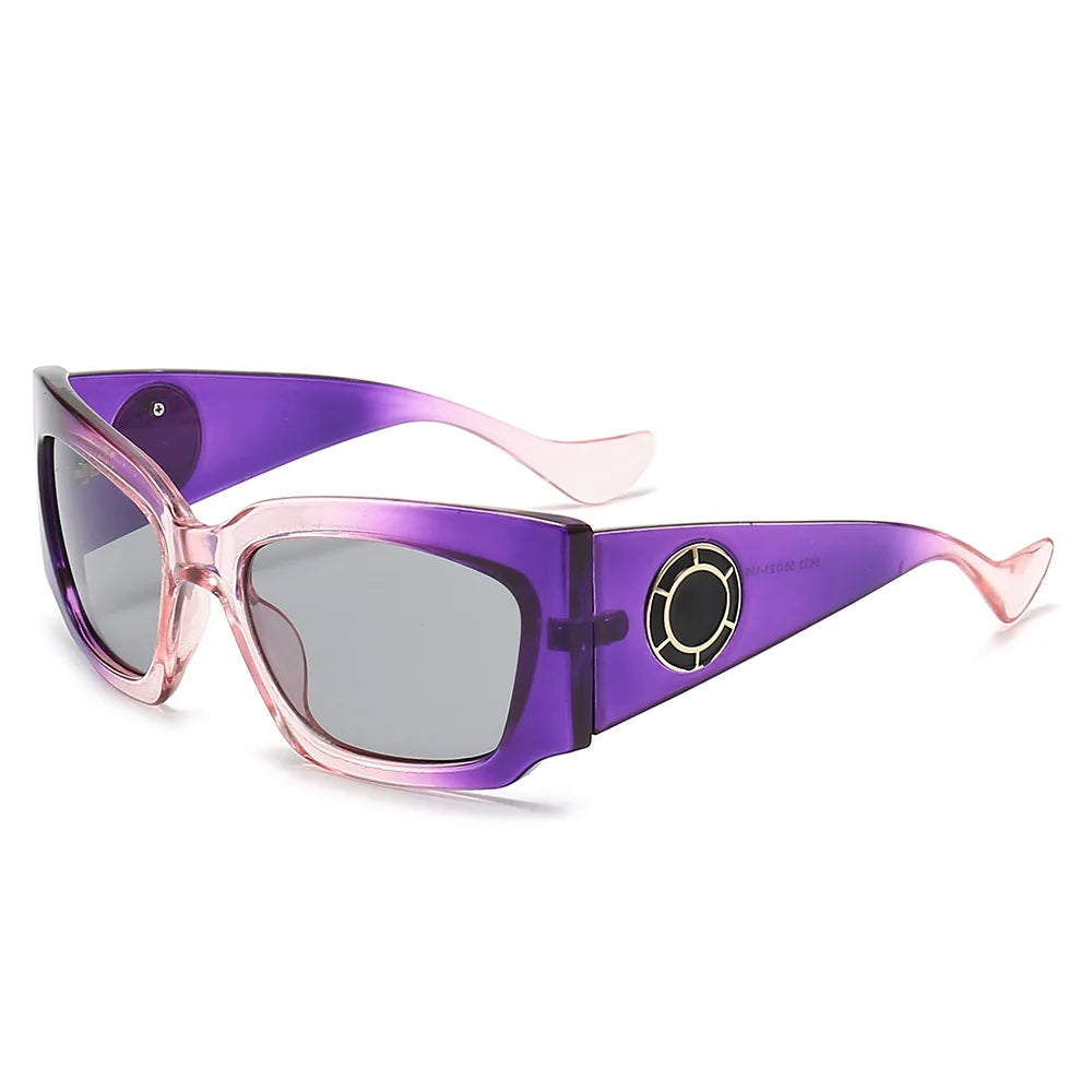 Europe United States Unisex High Sense Sunglasses New Large Ring Decorative Concave Shape UV400 Protection PC Lenses