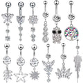 Gaby New Design Stainless Steel Belly Rings Dangling butterfly Belly Button Piercing Jewelry Set Wholesale Piercing  Jewelry