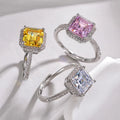 2025 Trendy Zircon Square Ring Open Rings Silver Plated Ring Fashion Jewelry for Women Girls