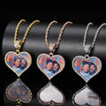 Nuoya Wholesale Custom Heart Memory Photo Hip Hop Jewelry Micro Pave CZ Photo Pendant Necklace