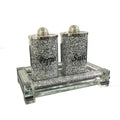 Hot Sale Elegant Crystal Diamond Glass Condiment Jar Storage Canister Sets Tray for Seasonings Dining Weddings Food Storage
