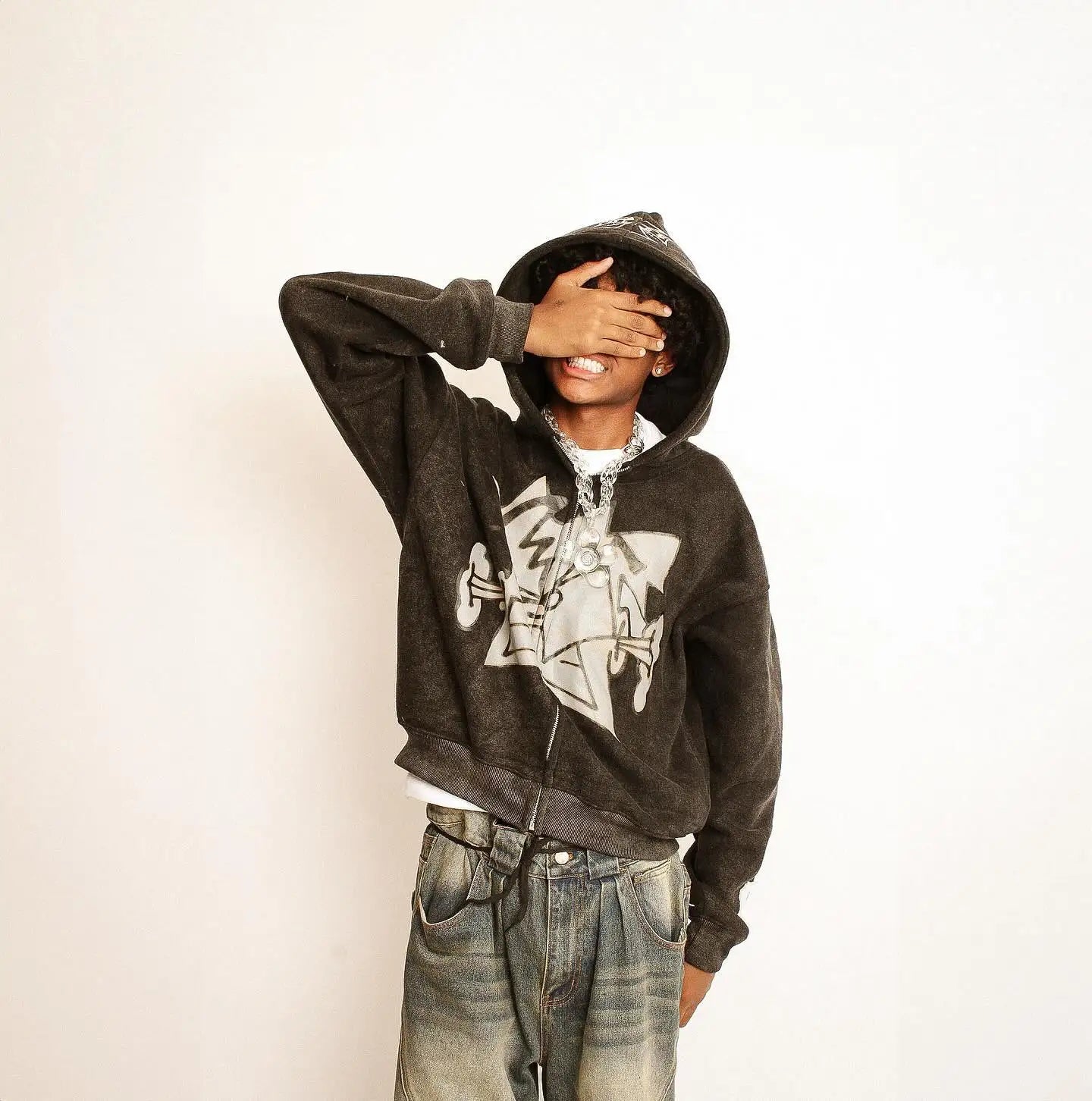 OEM Vintage Acid Wash Sun Faded DTG Printing logo Zip up Hoodie  Cotton Heavyweight 500gsm Streetwear Distressed Men Wash Hoodie