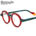 Borregls Matte Acetate Glasses Frame Men Brand Design New Vintage Round Eyeglasses Women Optical Spectacles Thick Eyewear 19233