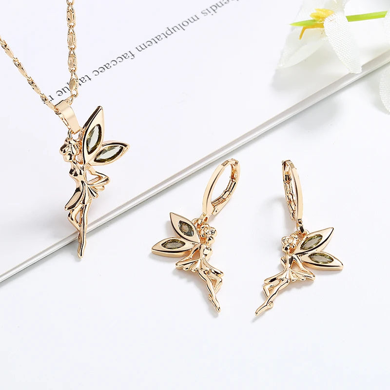 Aaa Cz Teenagers Joyas Little Girls Jewelry Set 18 k Necklace with Zirconia Pendant Christmas Gift fairy Jewelry Set for Girls