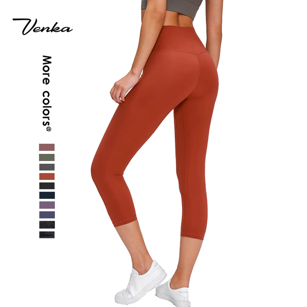 Wholesale Double-Sided Sanding Fabric Yoga Capri Leggings for Women Multiple Solid Colors Drawstring Closure-Chinese Factory