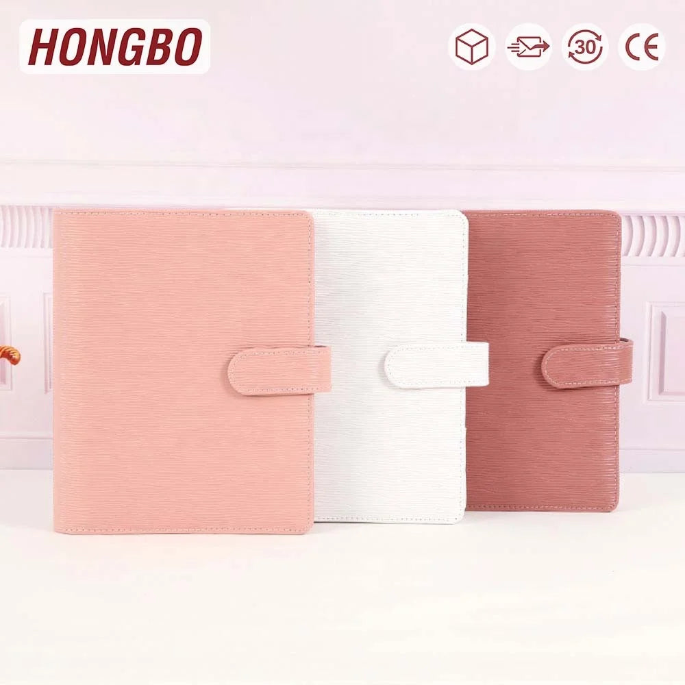Hongbo Best Selling 9-Color A5 Epi Leather 35MM Silver Ring Budget Binder Planner with Loose Leaf Refill & Fly Leaf Available