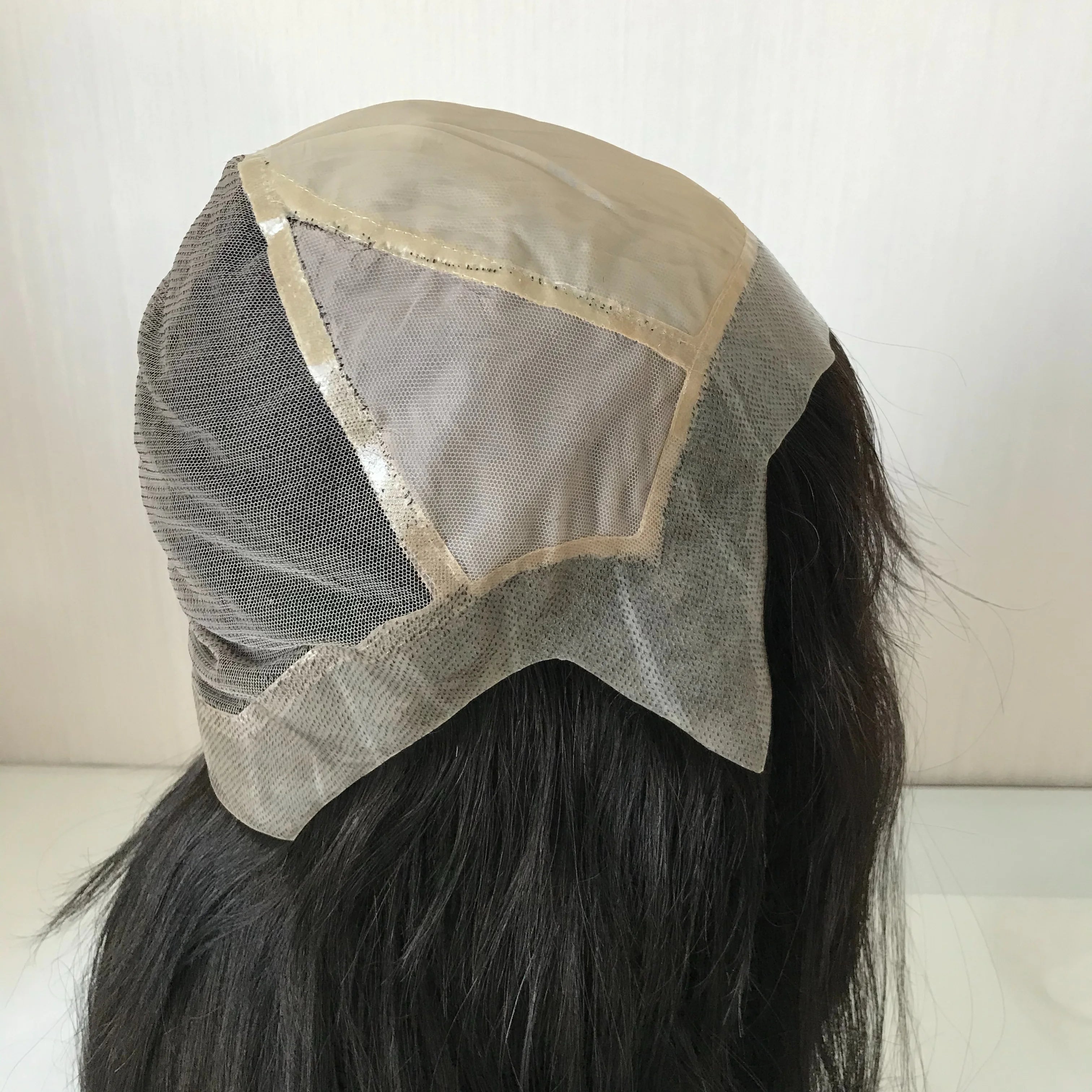 Stock Long 180% Density  Dark Brown Virgin Human Hair Silk Base Lace Wig with Pu Edge
