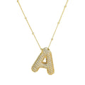 Rinhoo Set With 26 Letters of Zircon Pendant Necklace Copper Plated With 18K Gold Fashionable and Versatile Classic Jewelry