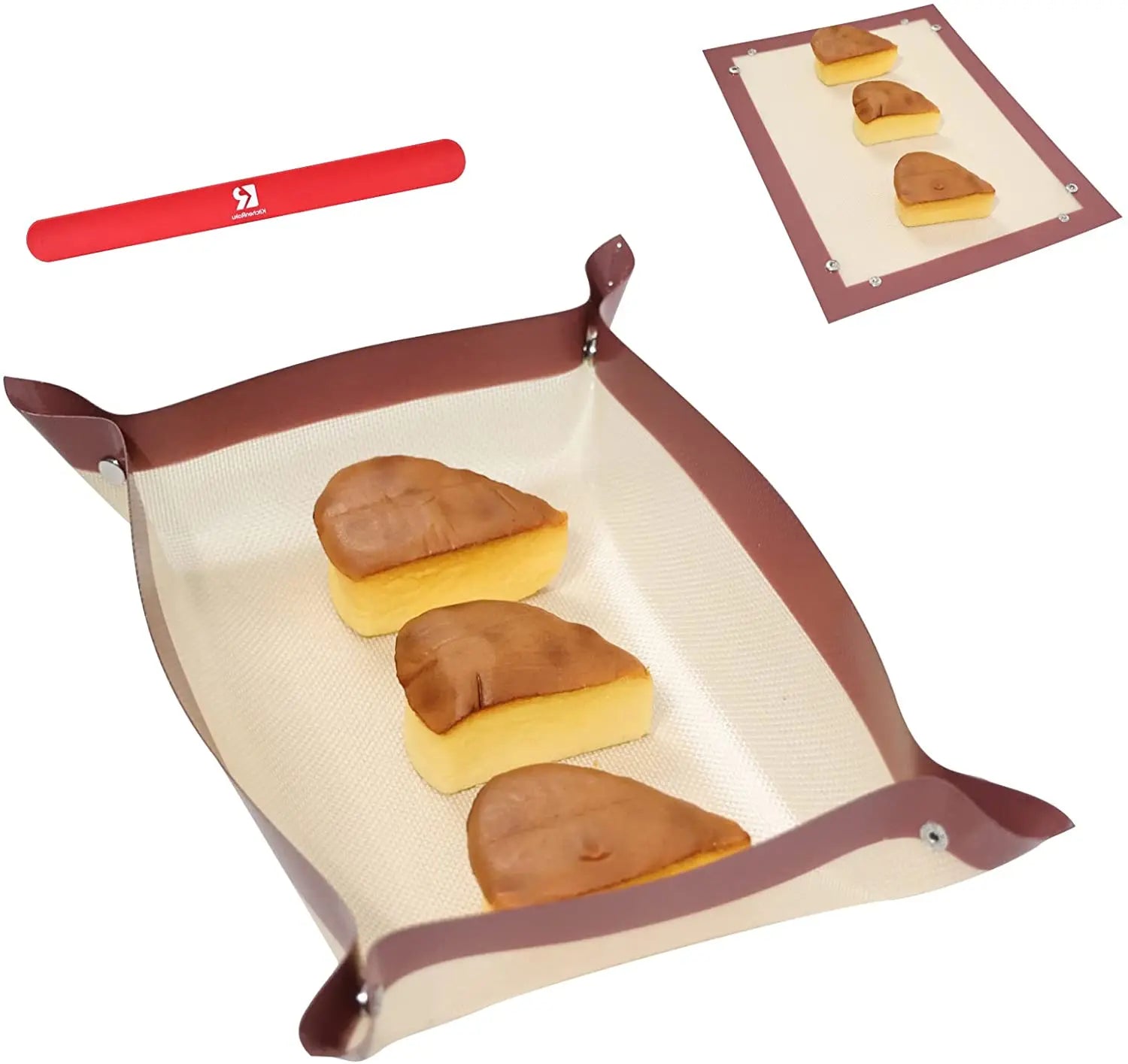 Novel Design Non-stick Silicone Leak-proof Basket Silicone Baking Mat with Buttons