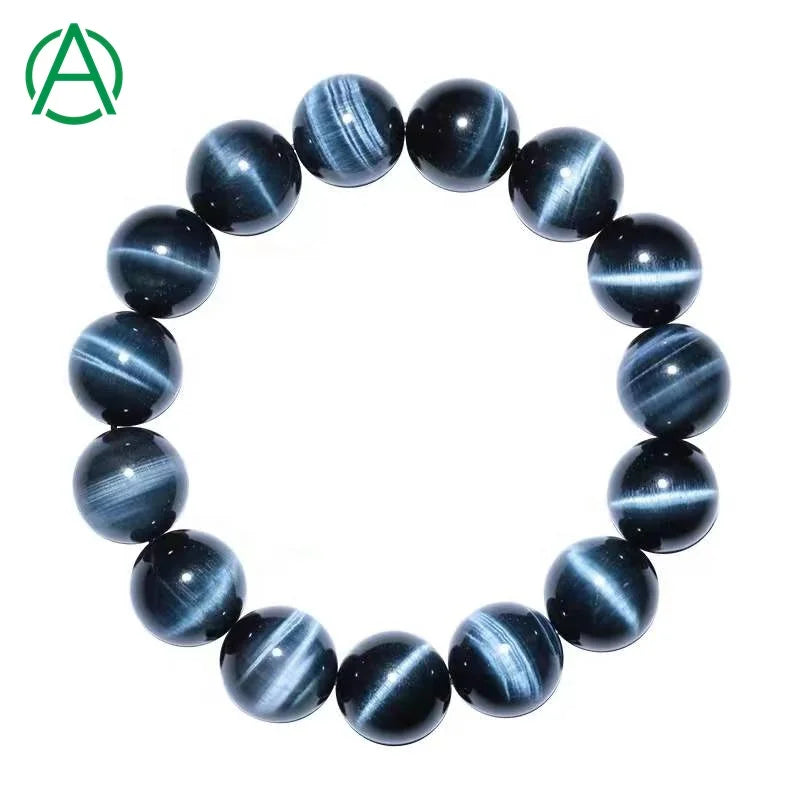 ArthurGem Rare AAAA Quality Blue Tiger Eye Bracelets Natural Healing Stone Blue Tiger Eye Beaded Bracelets for Women Men