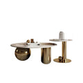 Gexia Furniture Modern Coffee Table Sets of 2Pcs Marble Top Stainless Steel Frame Center Side Tea Table Gold Living Packing Room