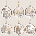 European-Style Christmas Tree Ornaments Hand Painted Wooden Reindeer Pendants Hollowed-Out Circular Wooden Decorations