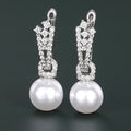 CAOSHI Vintage Style Sparkling Full Cubic Zirconia Multi Color Pearl Earrings for Wedding Bride Silver Plated Earrings for Women