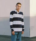 Customized Mens Long Sleeve logo Print and Embroidery Stripe 100%  Cotton Rugby Jersey Knitted Rugby Jerseys