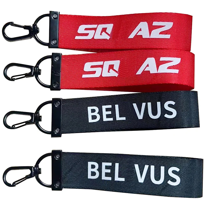 Custom Printing Logo Fabric Motorcycle Lanyard Keychain Wrist Strap Short Fabric Key Chain Lanyard Keychain