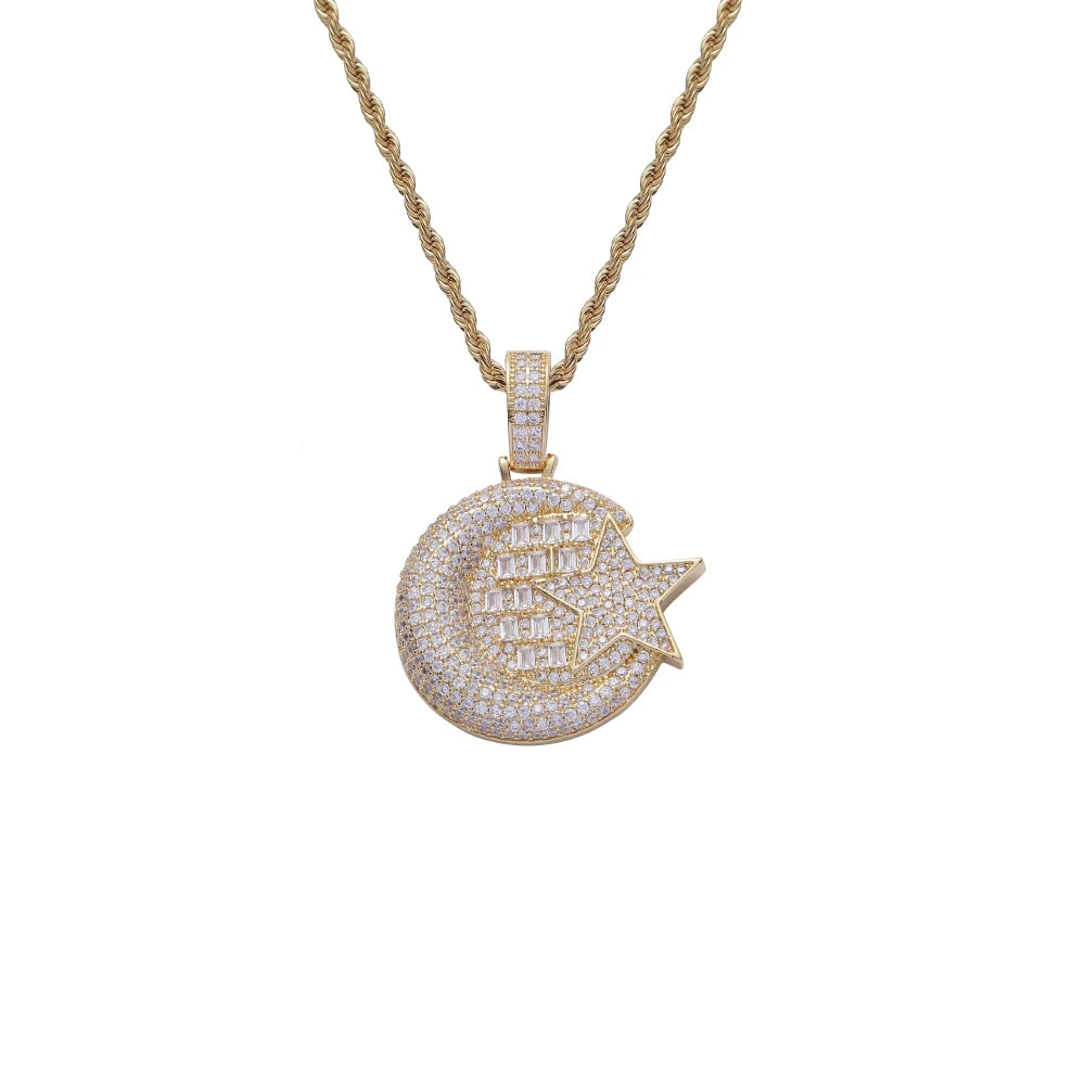 CN361 Brass Setting CZ  Pendants Hip Hop Necklace Iced Out Jewelry