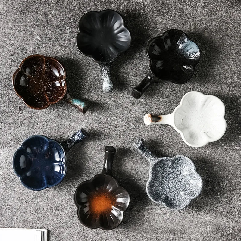 Japanese-Style Household Ceramic Plate Tableware Eco-Friendly Soy Sauce Tray Creative Color Glaze Seasoning Tray Chopsticks