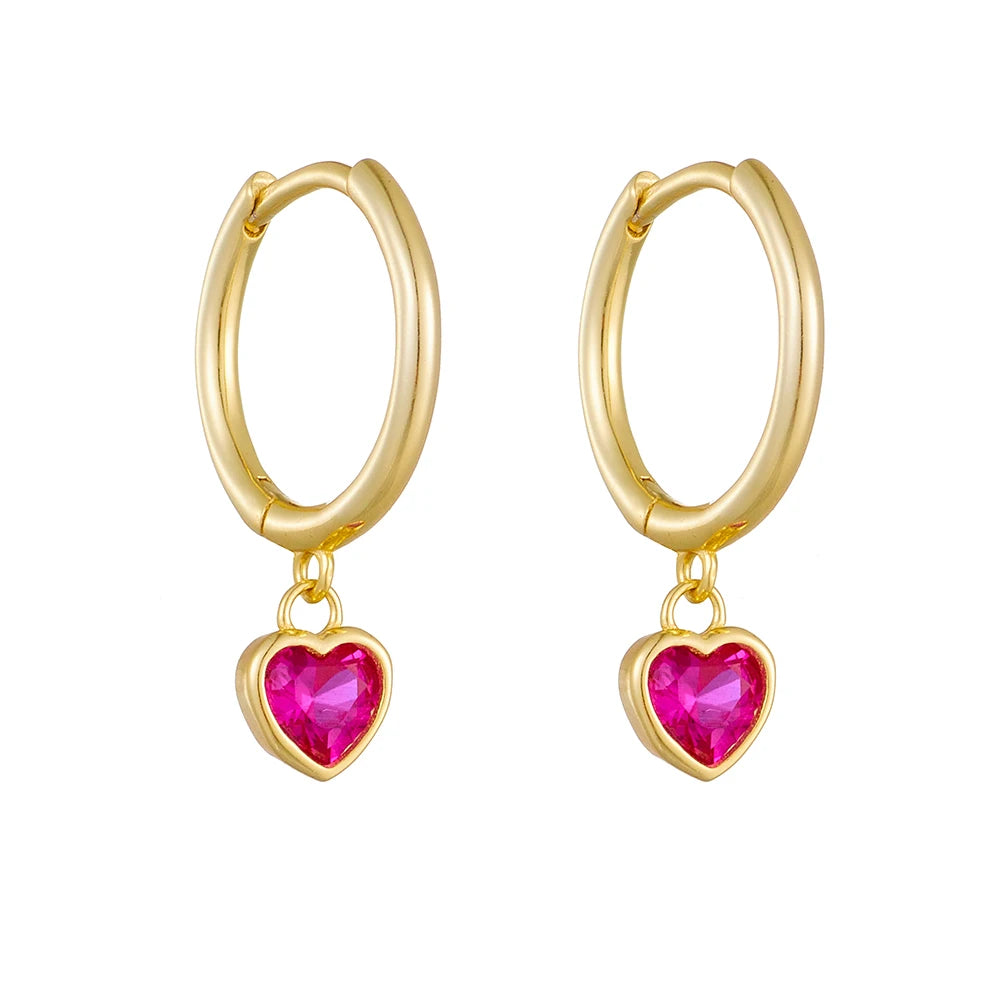 Hot Selling S925 Sterling Silver Peach Heart Shaped Zircon Dangle Earrings Luxury Fashion Personalized Jewelry for Women